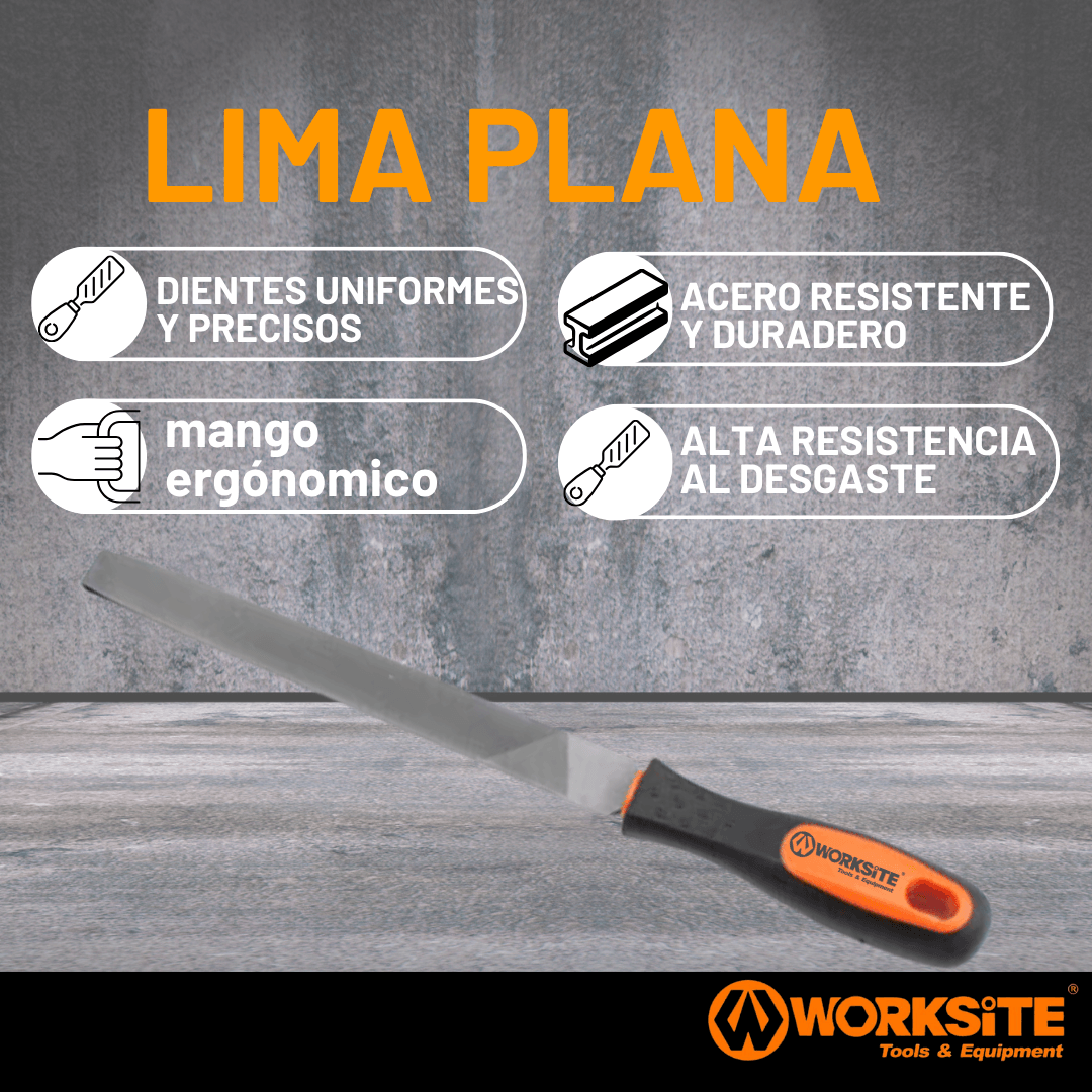 Lima Plana 200mm Bastarda Worksite Herramienta Profesional - Provincia ...