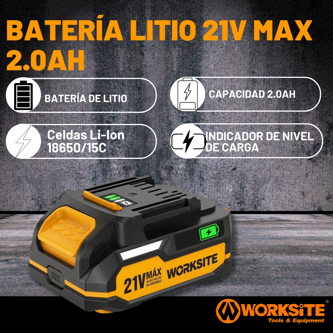 Batería Lithium Ion 21v 2.0ah De 10 Celdas Worksite - Provincia Compras