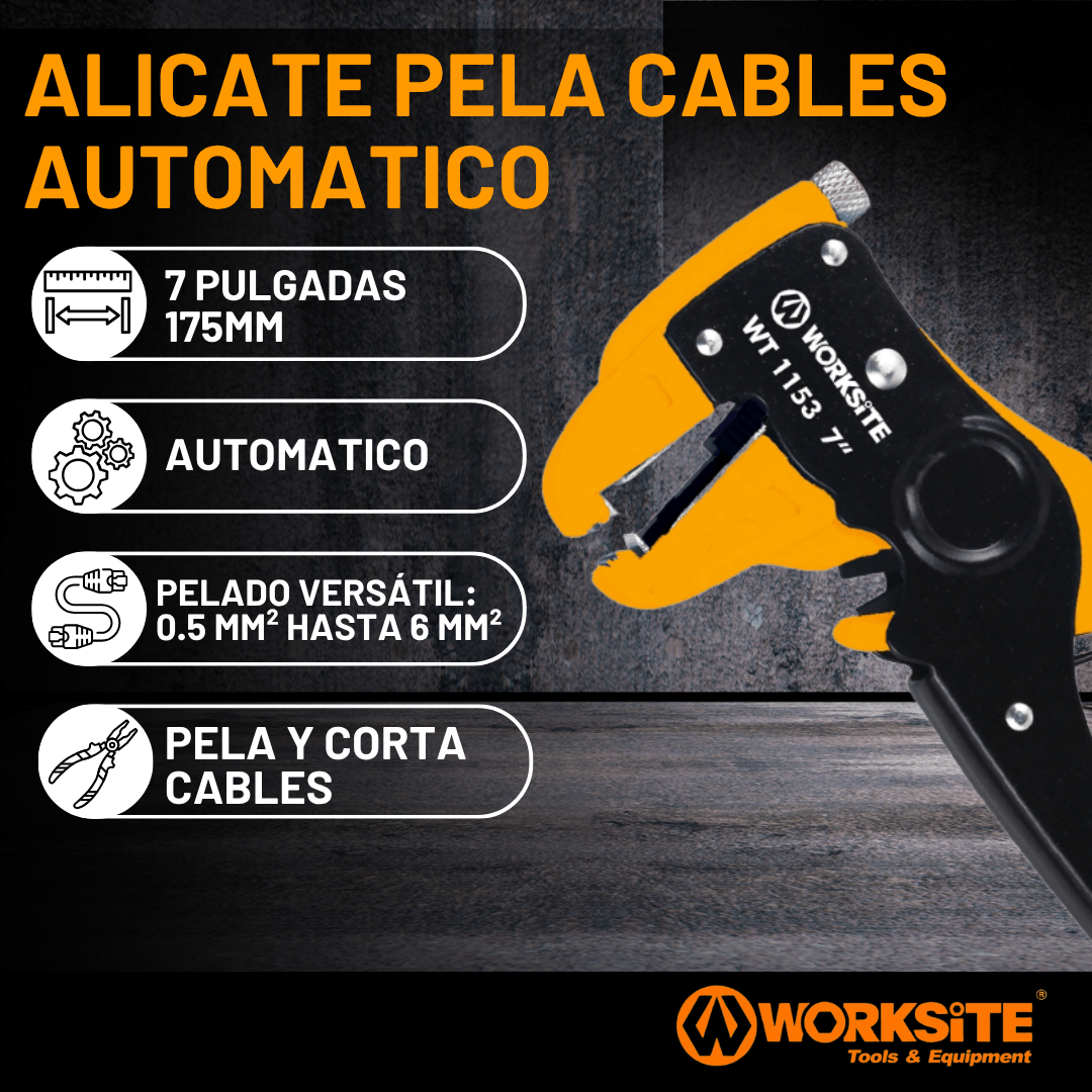 Alicate Pela Cables Worksite Automático 7 Pulgadas Pelacorta ...