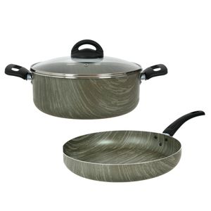 Cacerola 24 Tapa Vidrio + Sarten 28 Aston Terra Premiun