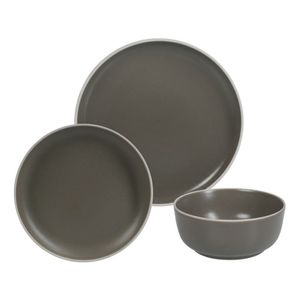 Set X 12 Plato Playo Postre Bowl Porcelana Filo Envejecido