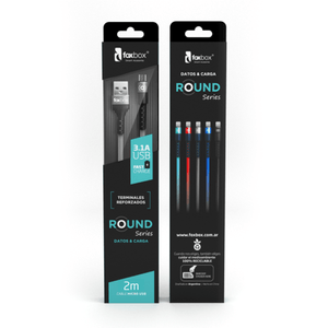 Cable Foxbox Round Micro Usb 2mts Gris