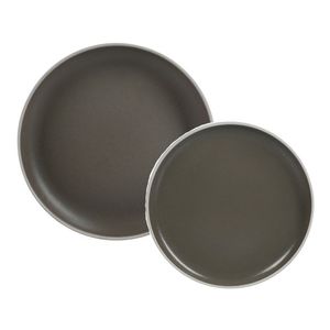 Set X 8 Plato Playo Postre Porcelana Filo Envejecido Rustico