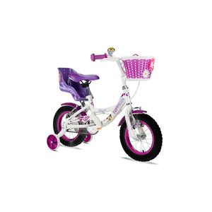 Bicicleta infantil TopMega Flexygirl R12 frenos v-brakes color blanco/violeta con rueditas 1009176