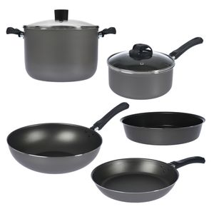 Bateria de Cocina 7 piezas Olla Cacerola Sarten Wok Aston Bordo