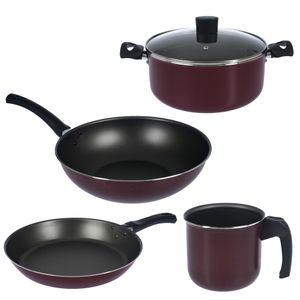 Bateria de Cocina 5 piezas Cacerola Sarten Wok Aston Plata