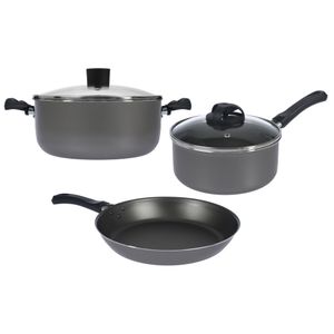 Bateria de Cocina 5 piezas Cacerola Sarten Aston Plata