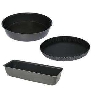 Bateria 3 piezas Tartera Tortera Budinera Aston Plata