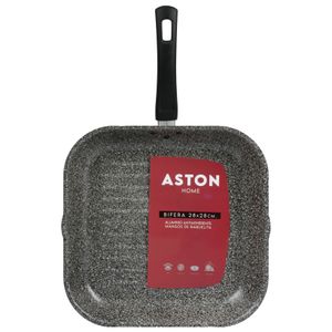 Bifera Grill Plancha Acanalada 28 X 28 Cm Antiadherente Aston Pedra Gris