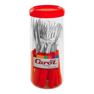 Juego De Cubiertos Clásicos Rojo + Tarro Transp. Carol 42024 - ROJO