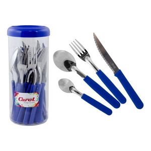 Juego De Cubiertos Clásicos Azul + Tarro Transp. Carol 42024 - AZUL