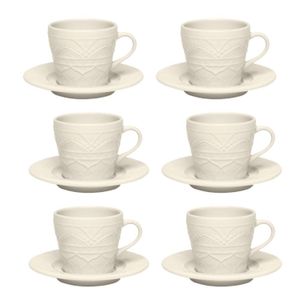 SERENA CREAM - SET X 6 TAZAS DE TE CON PLATO 220 CC OXFORD