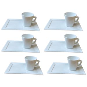 Rectangular Blanco - Set x 6 Tazas Te 200 cc C/Plato
