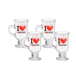 SET X 4 JARROS "I LOVE COFFEE"  VIDRIO - WHEATON