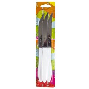 Blister X3 Cuchillos 21cm Acero Inoxidable Mango Blanco