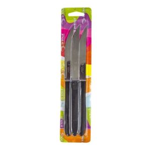Blister X3 Cuchillos 21cm Acero Inoxidable Mango Blanco