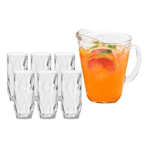 Set Alaska Jarra 1.7lts + 6 Vasos 465ml Vidrio Libbey Jugo