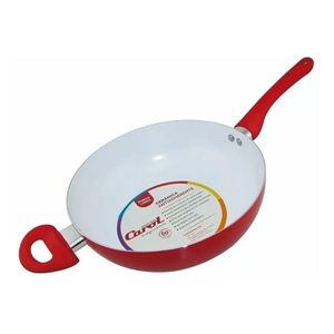 Wok Con Mango Y Tapa De Vidrio. D26 Cm Rojo Carol 47126 ROJ