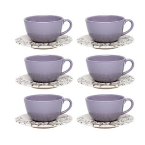 UNNI LILAC - SET X 6 TAZAS DE TE CON PLATO CM OXFORD