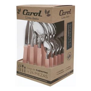 Juego De Cubiertos  24 Piezas Carol Areia Rosa ( 31124-ARR)