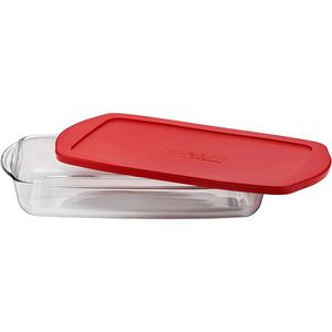 Fuente Asadera Rectangular Horno Vidrio Borcam Con Tapa