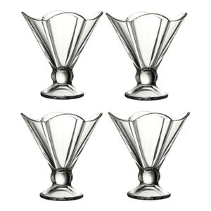 Set X 4 Compoteras Bowls Vidrio Con Pie Postre Helado Pasabahce