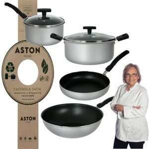 Batería Reciclada Olla Cacerola Sartén Wok Ecologica Aston