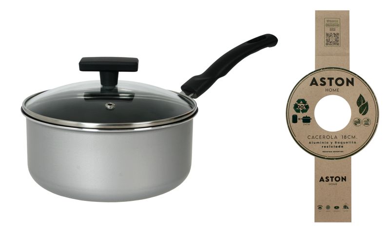 Cacerola Olla 24 Cm Tapa Vidrio Wok Sarten 28 Cm Aston Pedra