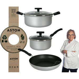 Batería Reciclada Olla Cacerola Sartén Wok Ecologica Aston