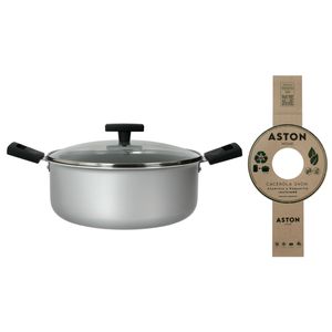 Cacerola Olla 24 cm Antiadherente Tapa Vidrio Aston Reciclada