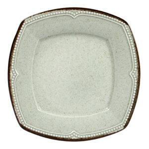 Plato Playo Porcelana Cuadrado Filo Envejecido Rustico 25,5