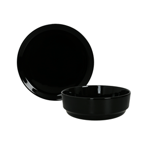 Set X 4 Plato Playo Bowl Ensaladera Compotera Ceramica Negra