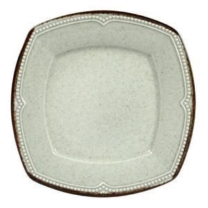 Plato Playo Porcelana Cuadrado Filo Envejecido Rustico 25,5