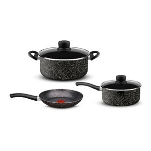 SET 5 PIEZAS TEFAL -STONE EFFECT CACEROLA CTAPA 20CM OLLA CTAPA 24CM SARTEN) (L2Z1G4B81)