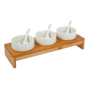Copetinero Dip Bowl Recipiente Bambu Servir Ceramica Cuchari