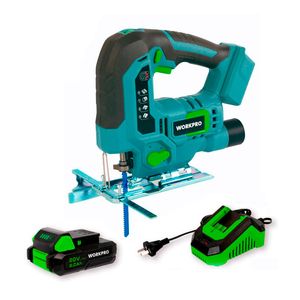 Sierra caladora inalambrica 20 Volt WORKPRO incluye cargador y bateria W125118NT