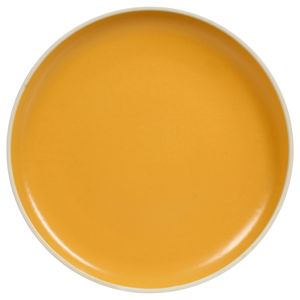 Plato Postre Porcelana Artesanal Filo Envejecid Rustic 19 Cm Amarillo