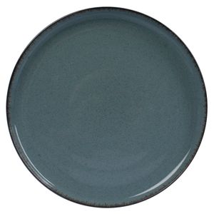 Plato Postre Porcelana Artesanal Filo Envejecid Rustic 19 Cm Azul