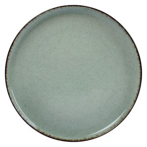Plato Postre Porcelana Artesanal Filo Envejecid Rustic 19 Cm Verde