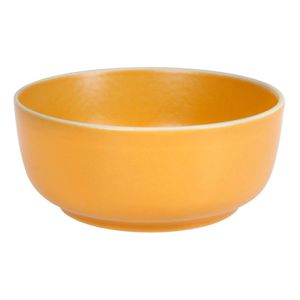 Bowl Compotera Porcelana Artesanal Filo Envejecido Rustico 15 cm Amarillo