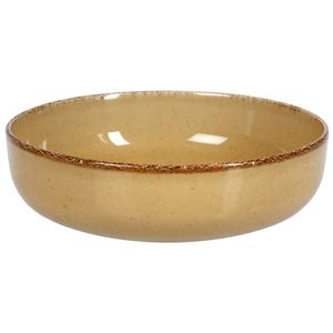 Bowl Compotera Porcelana Artesanal Filo Envejecido Rustico 15 cm Mostaza