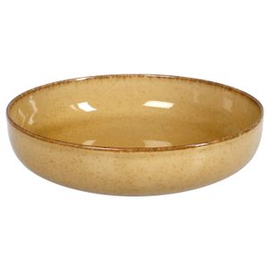 Ensaladera Bowl Porcelana Artesanal Filo Envejecido 19 Cm Mostaza