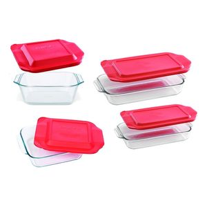 Juego De Fuentes Basics Tapa Roja X4pz Pyrex