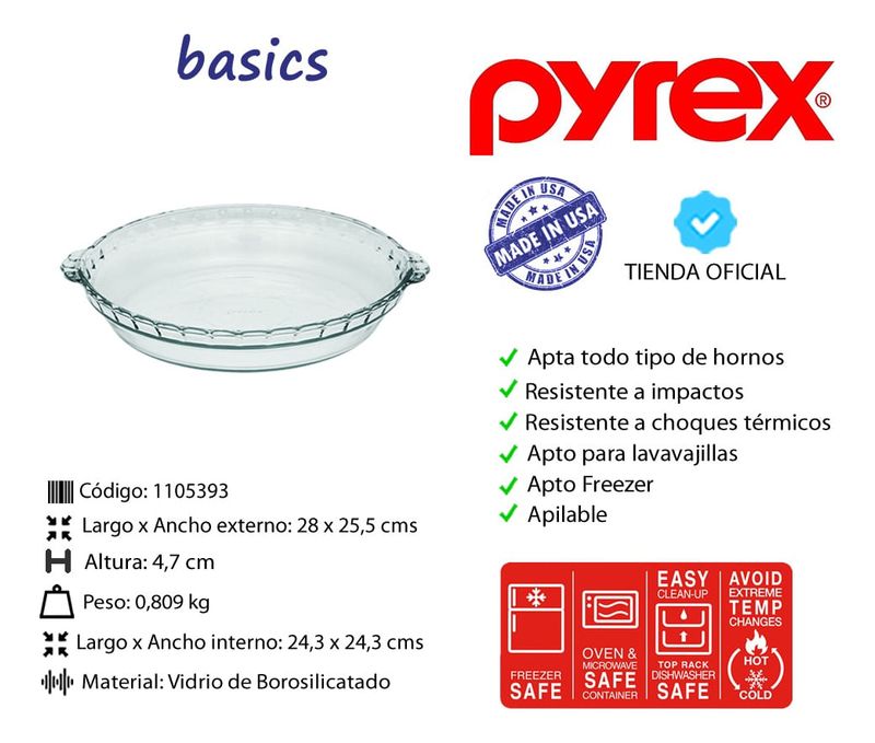 Fuente Budinera con Tapa Pyrex Basics - Pyrex