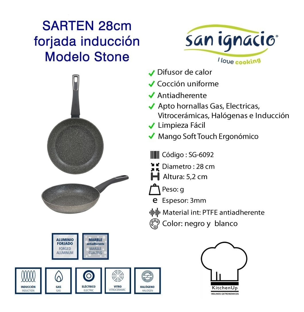 Sarten Antiadherente 28 Cm San Ignacio Stone Induccion Cuota