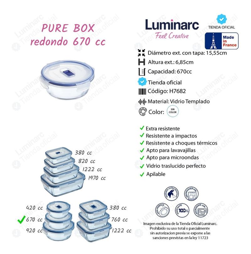 Tapers Pure Box Cuadrado Luminarc 