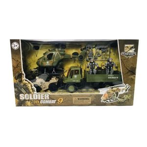 Set Militar Camión Y Helicóptero C/ Soldados Shine 2006918