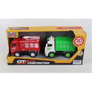 Set Camiones Bombero Y Recolector Con Sonido 1664578