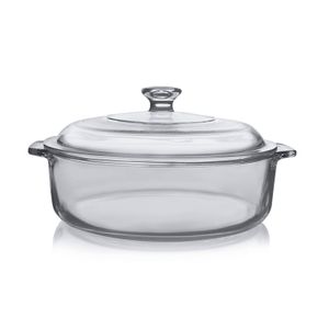 Cacerola Fuente Asadera Vidrio Templado Con Tapa 1.9 L