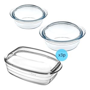 Set Cacerolas Vidrio Borosilicato Horno Microondas X3p